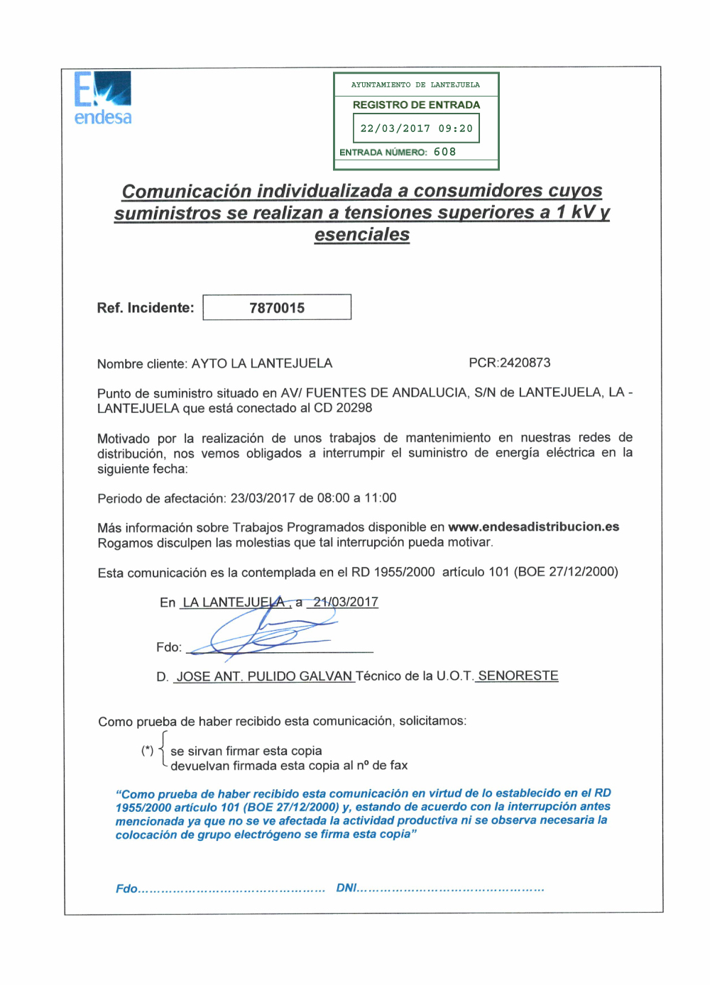 Corte de Luza ENDESA