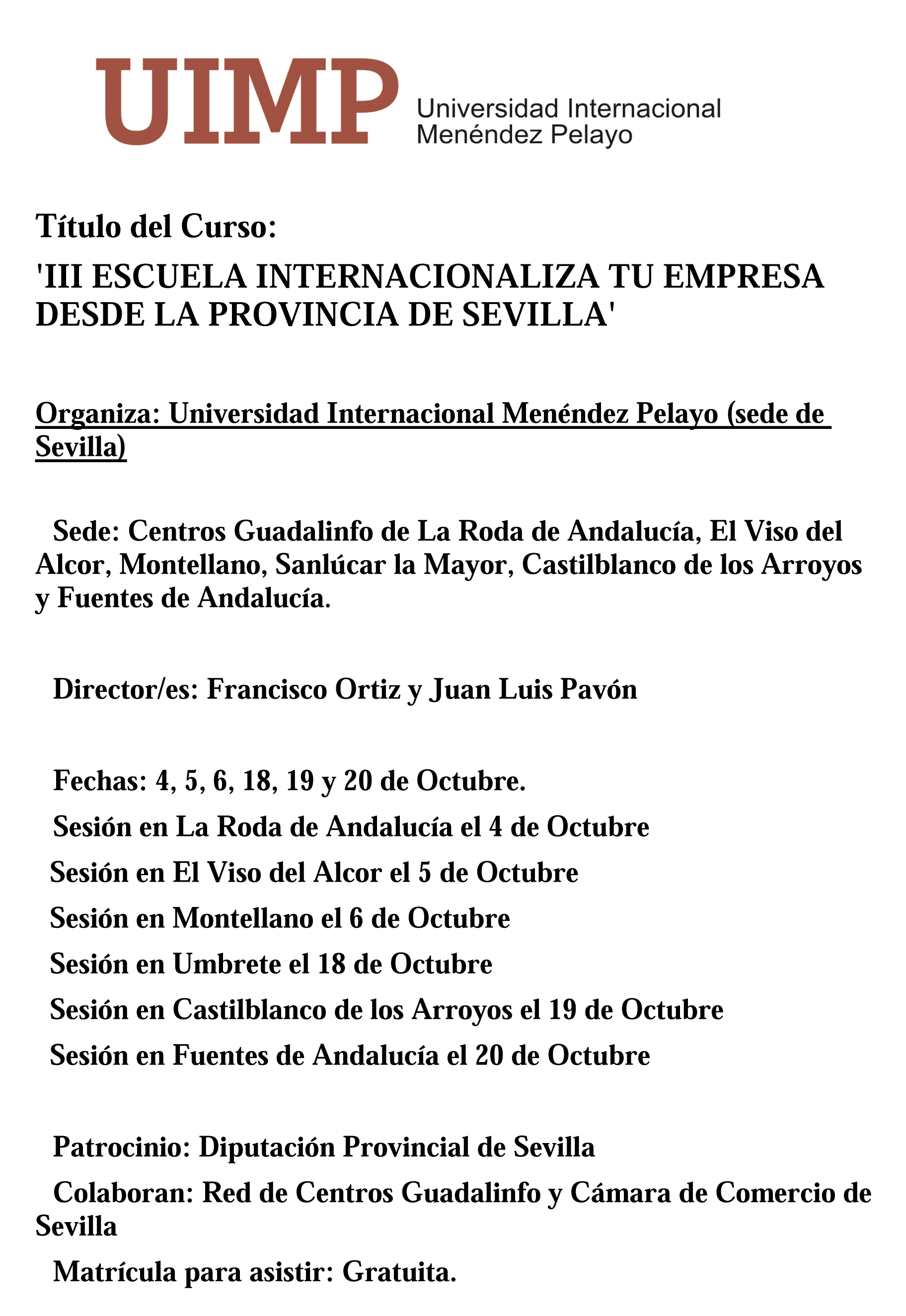 Programa completo para Guadalinfo %2527III Escuela Internacionaliza tu Empresa desde la Provincia