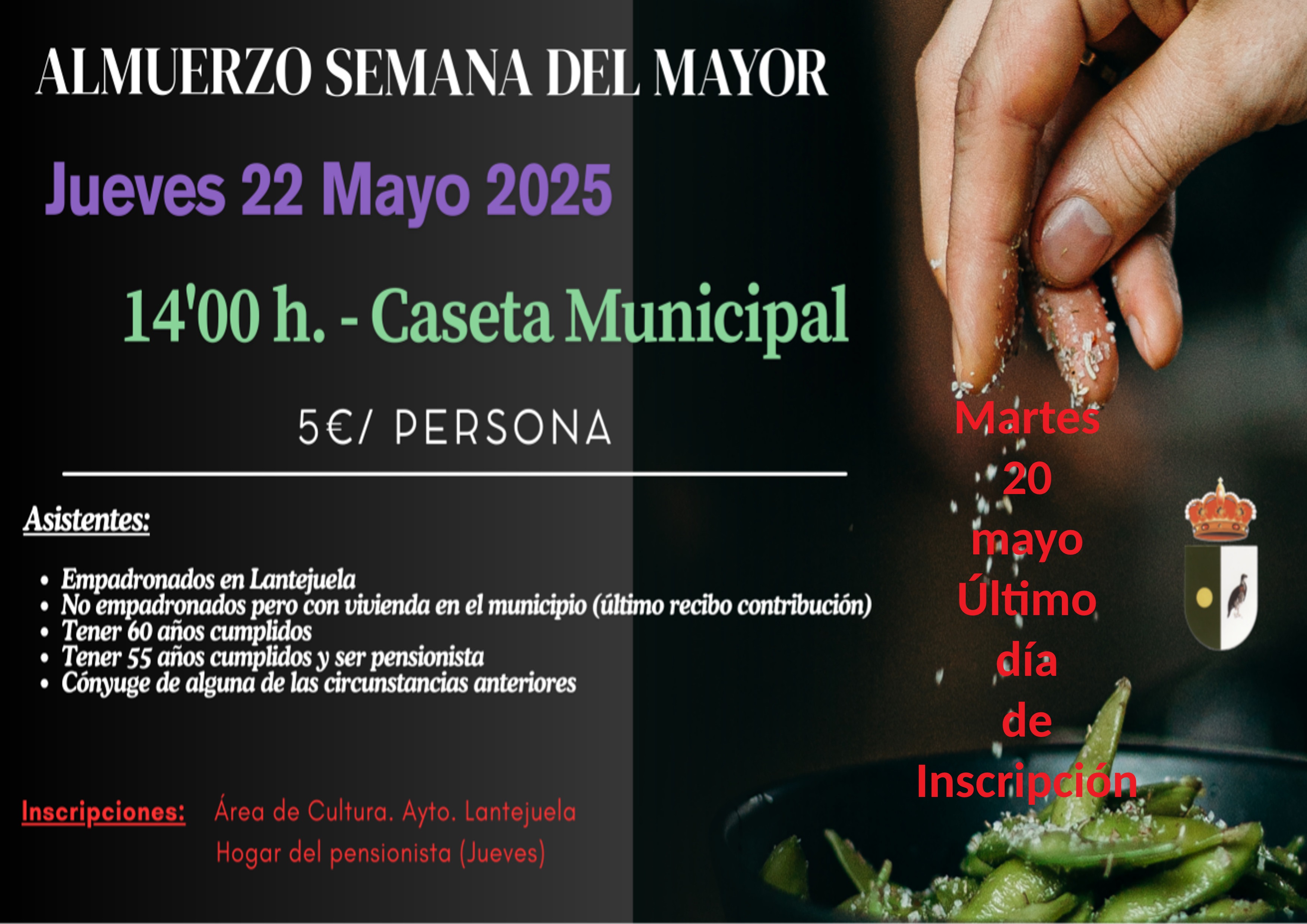 cartel de almuerzo de mayores