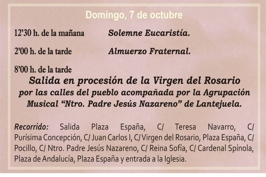 programación procesión virgen del rosario